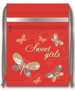 Мешочек для обуви арт.39985/24 ЗОЛОТЫЕ БАБОЧКИ (полиэстр 210D с запечаткой,1 отделение, карман на "м