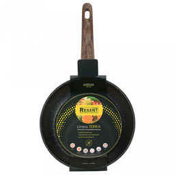 Сковорода с двухслойным антипригарным покрытием Terra д20см, h4,5см, s2,6мм, дно s3,1мм, индукционное дно д14см, кованный алюминий, бакелитовая ручка с покрытием soft-touch, имитирующим текстуру дерева, Regent (Китай) Подходит для всех видов пл - Домашняя мода фото 6
