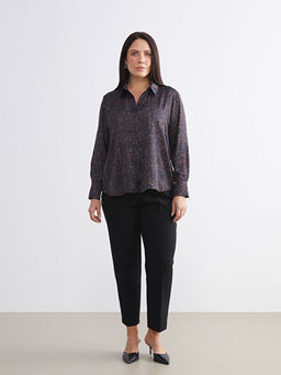 Leopar Desenli Oversize Saten Kad?n G?mlek