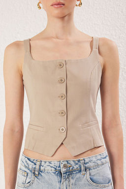 Trendyolmilla Vizon Slim Dokuma Yelek TWOSS25YE00076  фото 4