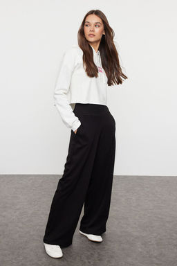 Siyah Ince Ekstra Yuksek Bel Wide Leg/Genis Kesim Pantolon TWOAW25PL00026