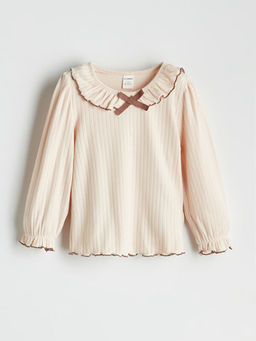 Bebe Yaka F?rf?rl? K?z Bebek Bluz ve Tayt Pantolon