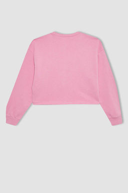 Укороченный свитшот с круглым вырезом с принтом для девочек, майка с ремешками, комплект из 2 предметов - Defacto фото 10