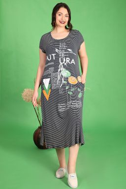 Платье летнее в полоску с рисунком повседневное - Almond фото 6