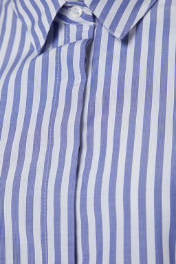 TRENDYOLMILLA Cizgili Crop Dokuma S?rt Dekolteli Keten Gorunumlu Plaj Gomlegi TBESS24GO00012  фото 6