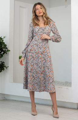 Эффектное платье серый/цветы