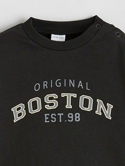 Bask?l? Erkek Bebek Ti??rt ve E?ofman Alt 2li