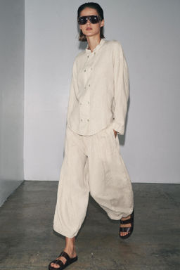 100% LINEN OVERSHIRT ZW COLLECTION - Zara фото 4