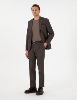 Kahverengi Slim Fit Tak_m Elbise