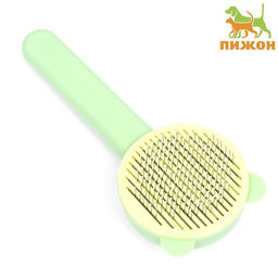 Пуходёрка пластиковая Кошка с функцией самоочистки, 8,5 х 20 см, зелёная