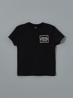 Bisiklet Yaka Bask?l? Erkek ?ocuk Ti??rt