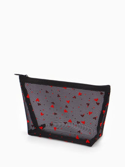 Косметичка женская Little love, с рисунком, на молнии, чёрная