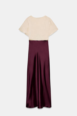 SATIN MIDI DRESS WITH LACE TRIM - Zara фото 6