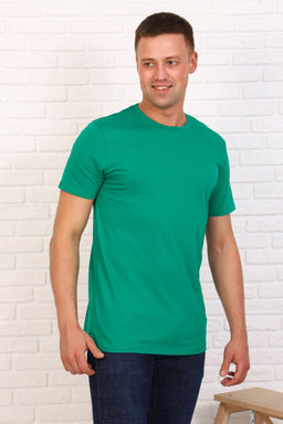 Футболка трикотажная однотонная мужская, цвет Зеленый