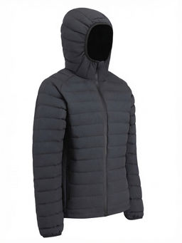 Куртка мужская стёганая с капюшоном с графеновой подкладкой черного цвета 9623_1Ch