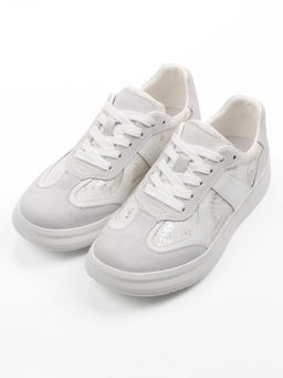 03-A1024-9 WHITE/LT. GRAY Полуботинки спортивные женские (натуральная замша,натуральная кожа)