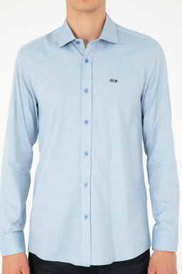 Мужская темно-синяя базовая рубашка с длинным рукавом - U.s. polo assn фото 6