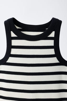 VESTIDO RIB RAYAS / Negro / Crudo - Zara фото 3