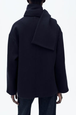 WOOL COAT WITH SCARF - Zara фото 13