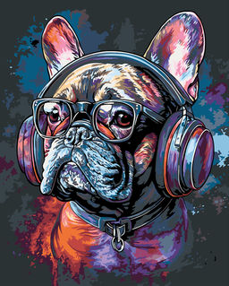 ФРЕЯ PNB/PLB-290 Набор для раскрашивания по номерам ( эффект черного холста ) 50 х 40 см Стильный бульдог