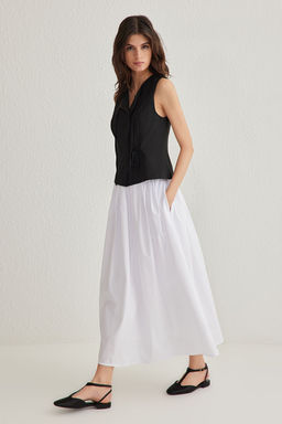 TRENDYOLMILLA Beyaz Klos Maxi Beli Lastikli Dokuma Etek TWOSS25ET00017 фото 26