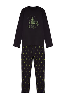 TRENDYOL MAN Erkek Siyah Regular Fit Orme %100 Pamuk Pijama Tak?m? TMNAW24PT00021 - Trendyolmilla фото 6