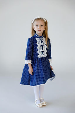 Платье МТ-422 горошек на синем