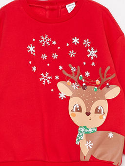 Bisiklet Yaka Uzun Kollu Bask?l? K?z Bebek Sweatshirt - Waikiki фото 3