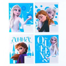 Цена за 20 шт. Тетрадь 18 листов, клетка, "Анна и Эльза", 4 вида МИКС, Холодное сердце