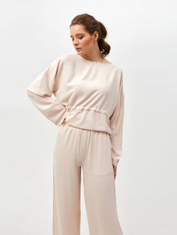 Костюм женский (туника, брюки) MINAKU: Casual Collection, размер 52, бежевый