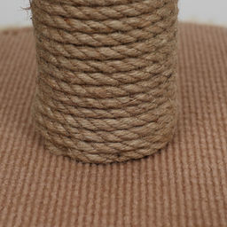 Домик для кошек с когтеточкой круглый, джут, 35×35×64 см, бежевый