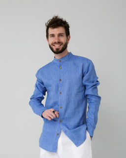 Рубашка льняная меланж 26009