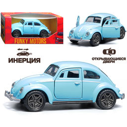 Светло-голубая инерционная машинка ретро die-cast , 1:32