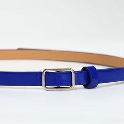 Ремень женский тонкий, 110×1.3 см, прямоугольная пряжка металл, серебристая, синий