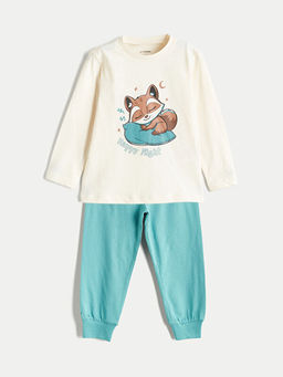 Bask?l? Erkek ?ocuk Pijama Tak?m