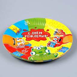 Набор бумажной посуды Монстрики: 6 тарелок, 1 гирлянда, 6 стаканов - Страна карнавалия фото 3