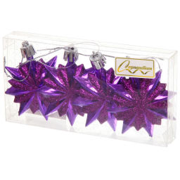 Цена за 2шт. Ёлочные игрушки "Таинственное очарование" Звезда остроконечная 6 см (набор 4 шт), фиолетовый