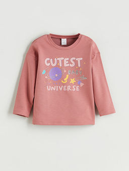 Bask?l? K?z Bebek Sweatshirt ve Pantolon 2li