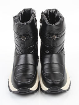 02-WA010-1M BLACK Сапоги Дутики зимние женские (натуральная кожа, курточная ткань, 100% шерсть) - Фабричный китай фото 5