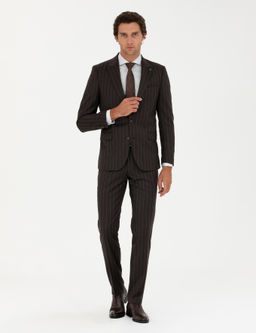 Коричневый зауженный костюм - Cacharel фото 3