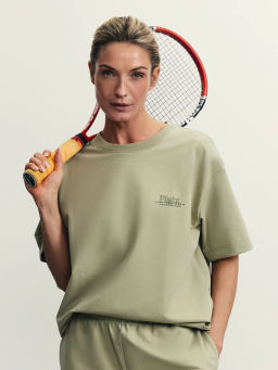 Футболка из футера с принтом / Zarina