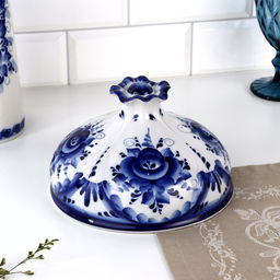 Блинница с крышкой Цветок, блюдо, 24?15 см, фарфор, гжель - Simaland фото 2