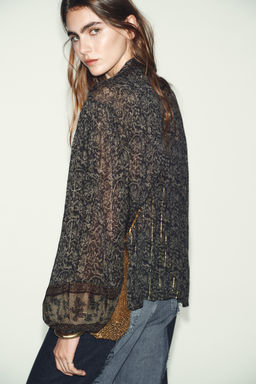 METALLIC THREAD PRINTED BLOUSE - Zara фото 6