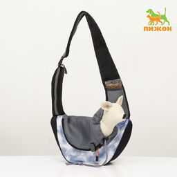 Сумка-переноска Слинг с креплением для ошейника, 45 х 11 х 24 см, бело-серая