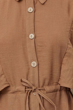 Kahverengi Pelerin Kol Detayl? Beli Baglamal? Midi Gomlek Dokuma Elbise TWOSS24EL01101 - Trendyolmilla фото 3