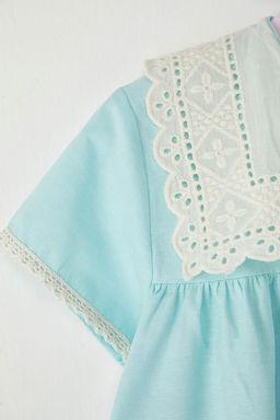 Pembe K?z Cocuk Pamuklu Brode Detayl? K?sa Kol Mini Orme Elbise TKDSS25EL00020 - Trendyolmilla фото 6