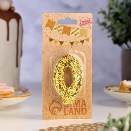 Свеча в торт Блестки, цифра 0, золото, 5,5 см - Страна карнавалия фото 4