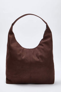 Ac?k Kahverengi Suet Buyuk Maxi Tote Kad?n Omuz Cantas? TAKAW26OC00045