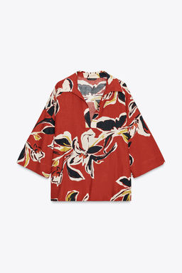 FLORAL PRINT LINEN BLEND SHIRT - Zara фото 7