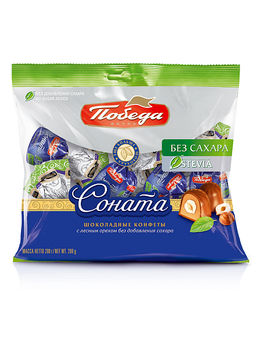 Конфеты шоколадные "Соната" с лесным орехом без добавления сахара, 250 г